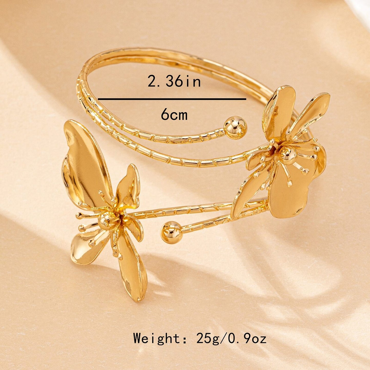 Gold Flower Cuff Bracelet