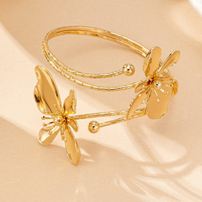 Gold Flower Cuff Bracelet