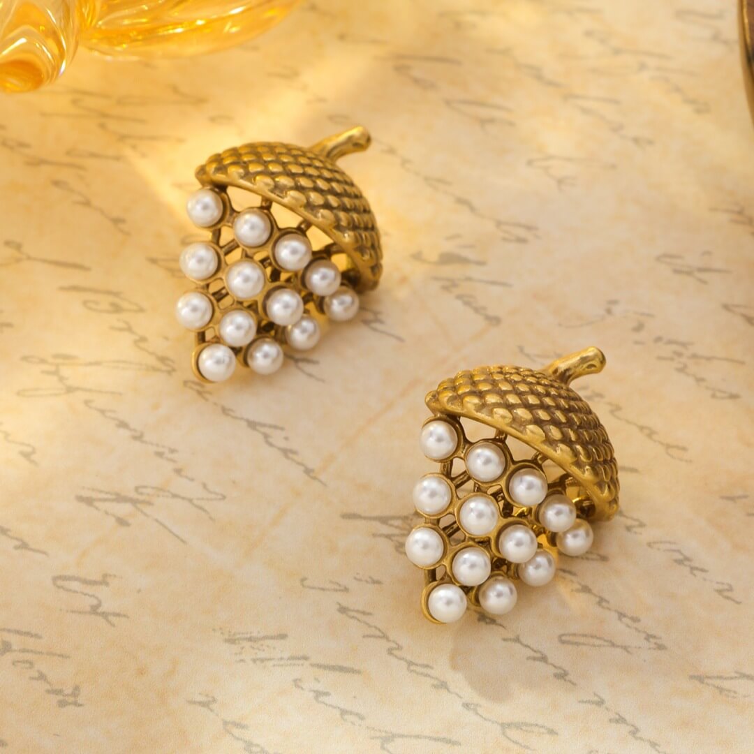 Gold Grape Earrings