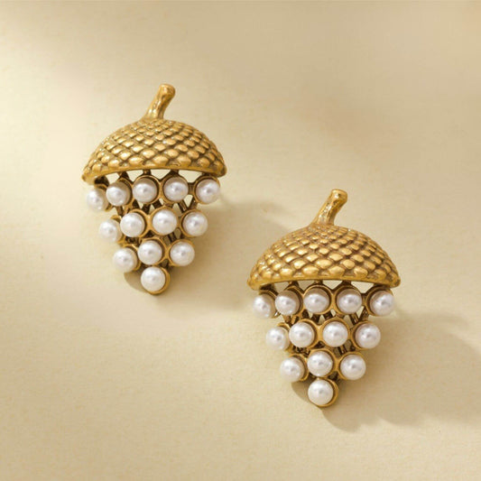 Gold Grape Earrings