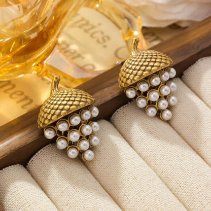 Gold Grape Earrings