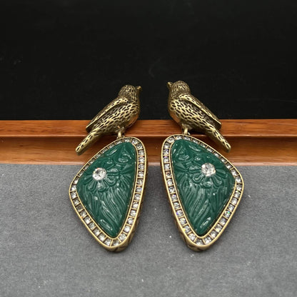 Green Geometric Earrings