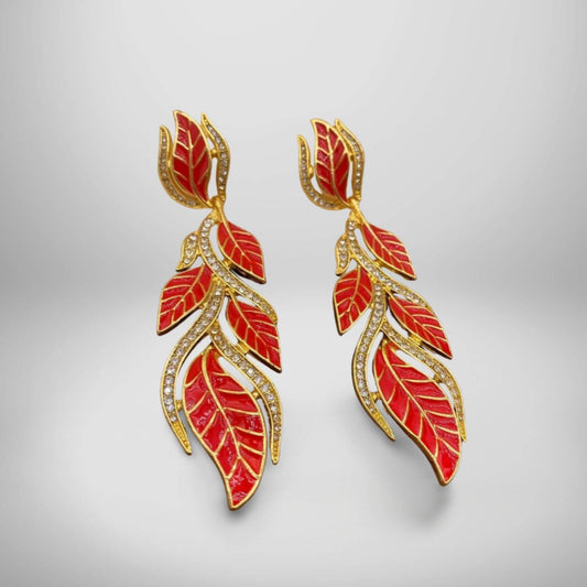Leaf tassel earrings