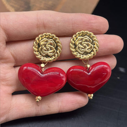 Red heart earrings