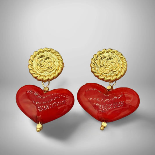 Red heart earrings