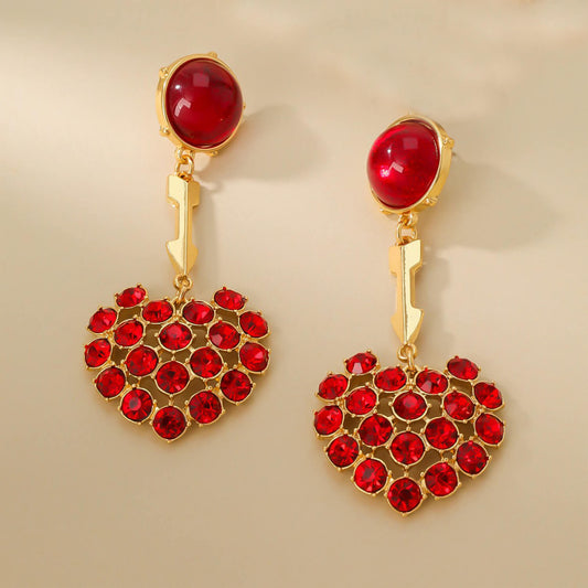 Red heart earrings
