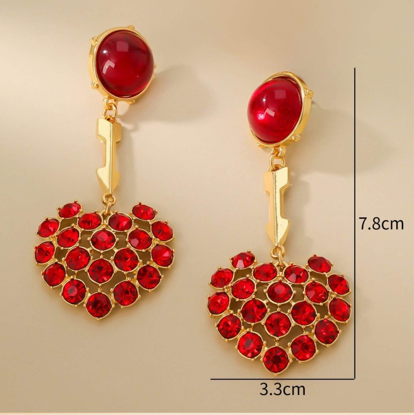 Red heart earrings