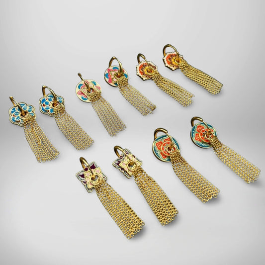 Tassel enamel earrings
