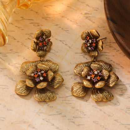 Zirconia flower earrings