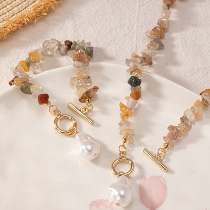 Bohemian Pearl and Stone Jewelry Set: Natural Elegance!