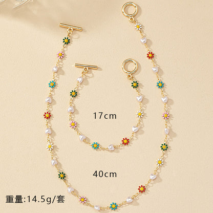 Colorful Flower & Pearl Jewelry Set: Fun & Chic!