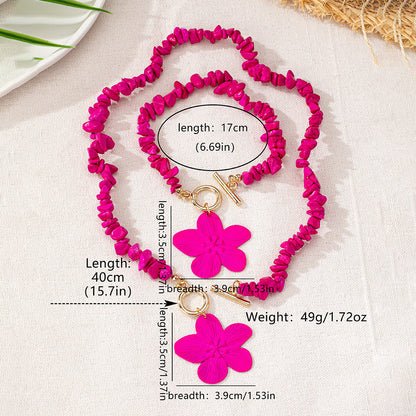 Trendy Beaded Flower Necklace Set: Fun & Funky!