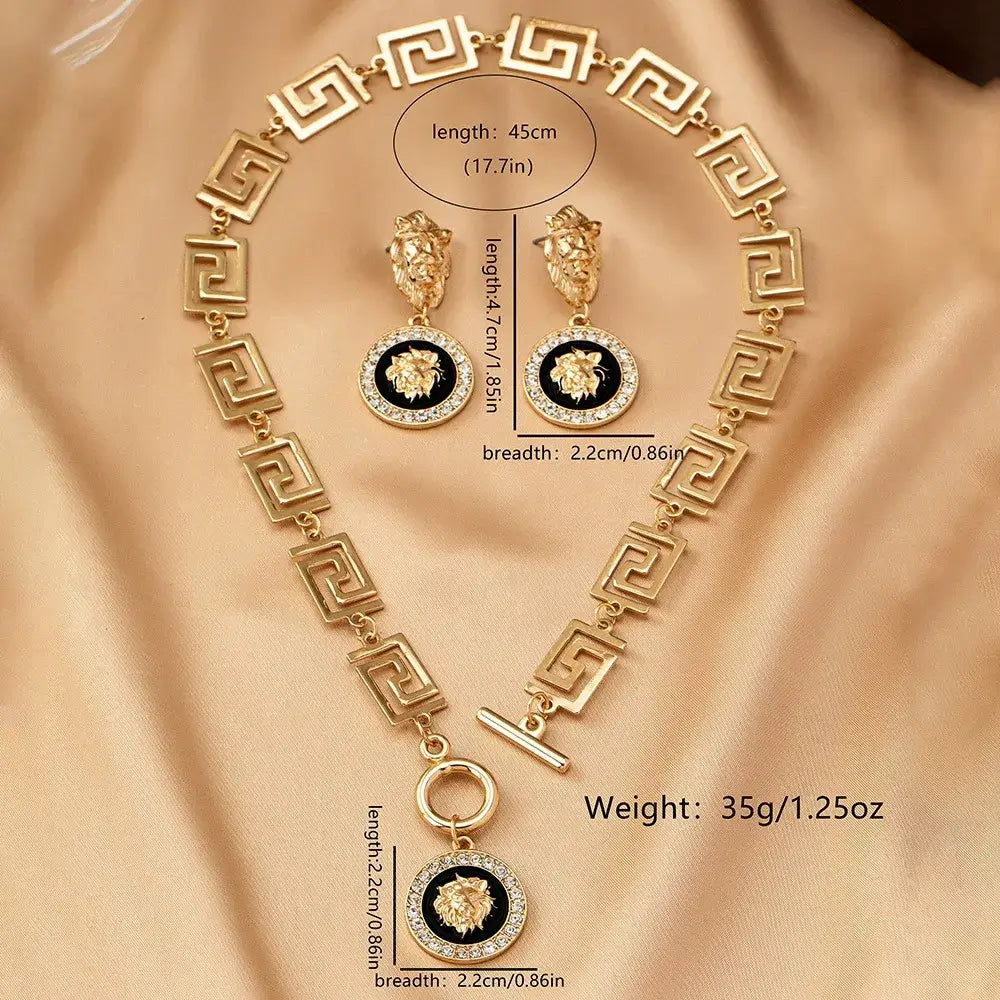 Gold Lion Jewelry Set