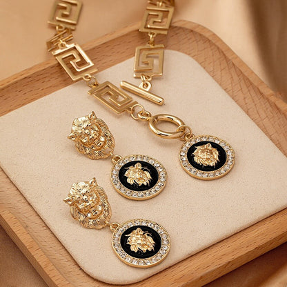 Gold Lion Jewelry Set